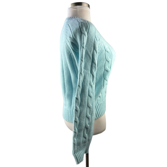 Anthropologie Callahan Betsy Cable Knit Sweater Ice Blue Size Medium - Picture 5 of 11